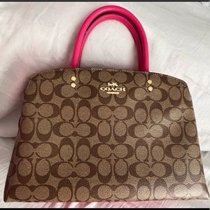 COACH LILLIE CARRYALL IN SIGNATURE CANVAS  91495 GOLD/KHAKI/BOLD PINK